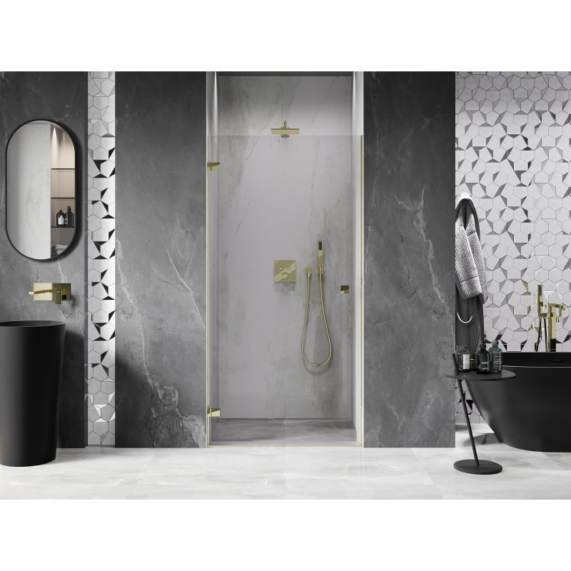 Mexen Lunar-B left swinging shower door 85 cm, transparent, gold - 832-085-000-50-00-L