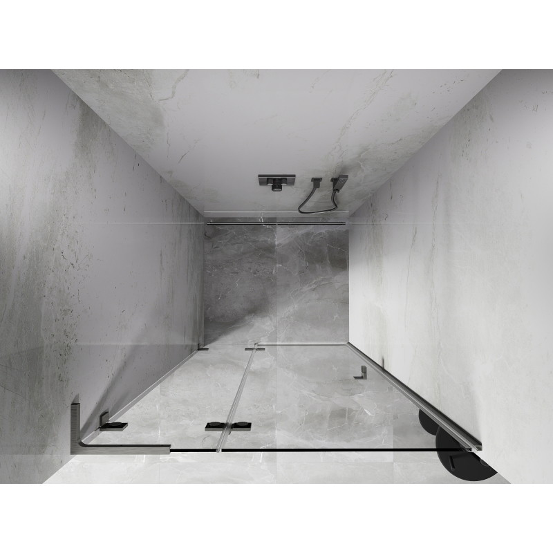 Mexen Lunar L drzwi prysznicowe uchylne lewe 100 cm, transparent, nikiel szczotkowany - 834L-100-000-97-00-L