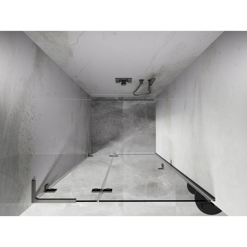 Mexen Lunar L douchedeur links scharnierend 105 cm, transparant, geborsteld nikkel - 834L-105-000-97-00-L