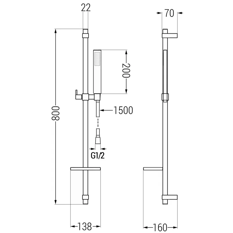 Mexen DQ00 verschiebbares Duschset, Chrom - 785004581-00