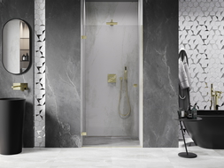 Mexen Lunar-B scharnierende douchedeur links 70 cm, transparant, goud geborsteld - 832-070-000-55-00-L