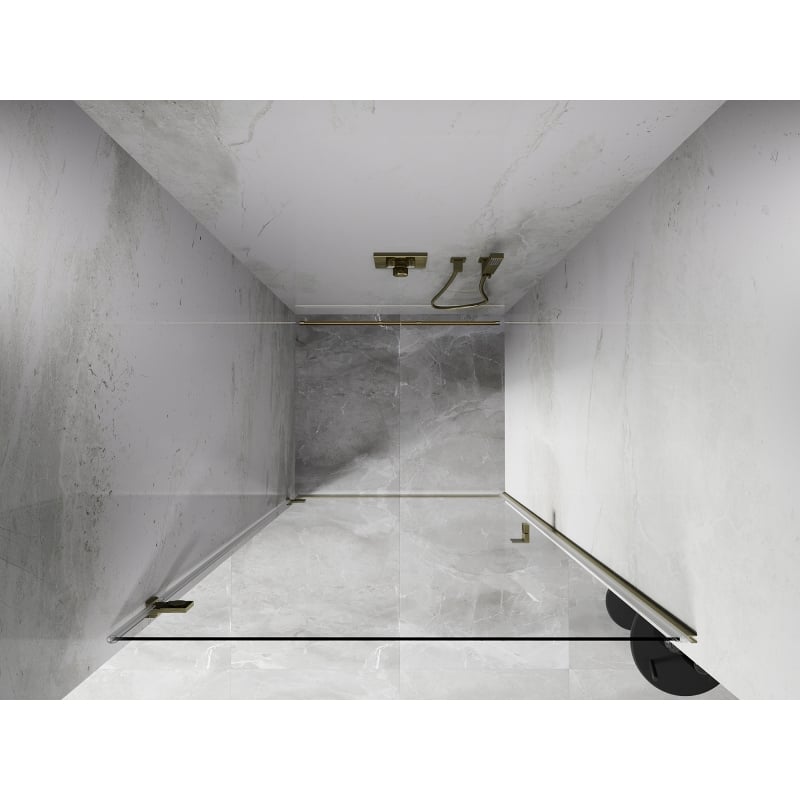 Mexen Lunar-B left swing shower door 80 cm, transparent, brushed gold - 832-080-000-55-00-L