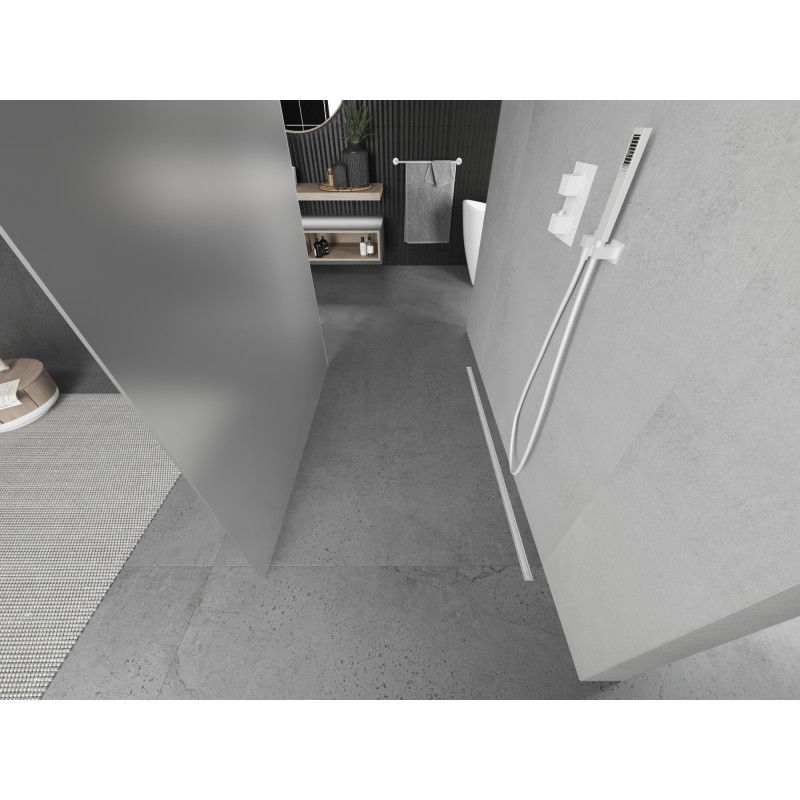 Mexen Kioto paroi de douche autoportante 110 x 200 cm, givre 8 mm, blanc - 800-110-002-20-30