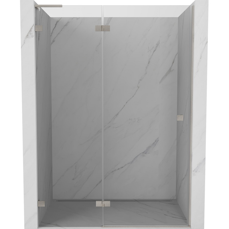Mexen Lunar L drzwi prysznicowe uchylne lewe 130 cm, transparent, nikiel szczotkowany - 834L-130-000-97-00-L