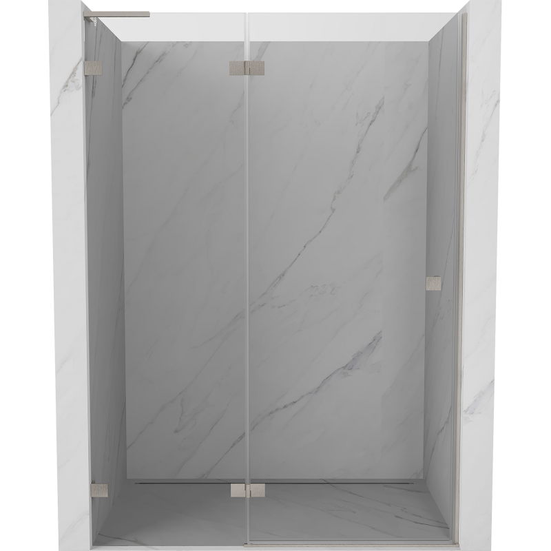 Mexen Lunar L draaideur douchedeur links 135 cm, transparant, geborsteld nikkel - 834L-135-000-97-00-L