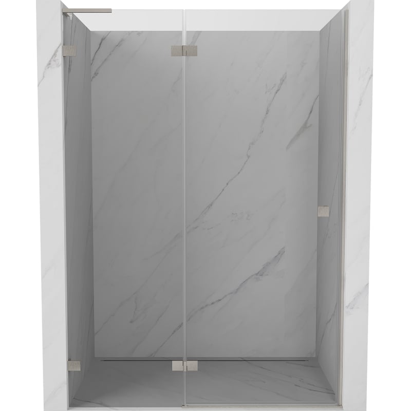 Mexen Lunar L drzwi prysznicowe uchylne lewe 135 cm, transparent, nikiel szczotkowany - 834L-135-000-97-00-L