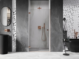 Mexen Lunar-B draaideur voor douche links 70 cm, transparant, roze goud - 832-070-000-60-00-L