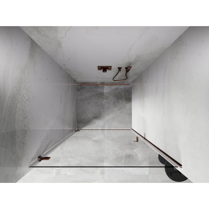 Mexen Lunar-B drzwi prysznicowe uchylne lewe 70 cm, transparent, różowe złoto - 832-070-000-60-00-L