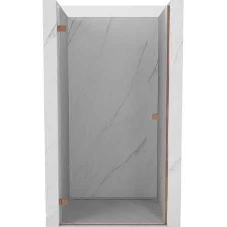 Mexen Lunar-B, left-side hinged shower door, 70 cm, transparent, brushed copper - 832-070-000-65-00-L