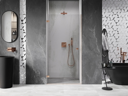 Mexen Lunar-B douchedeur links 70 cm, transparant, geborsteld koper - 832-070-000-65-00-L