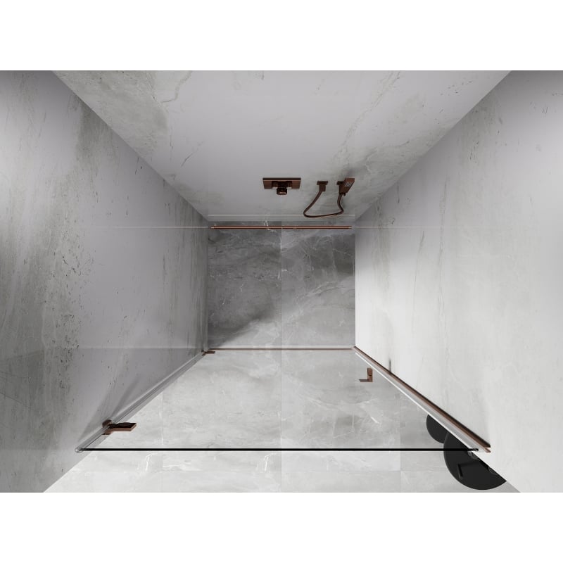 Mexen Lunar-B drzwi prysznicowe uchylne lewe 95 cm, transparent, miedź szczotkowana - 832-095-000-65-00-L