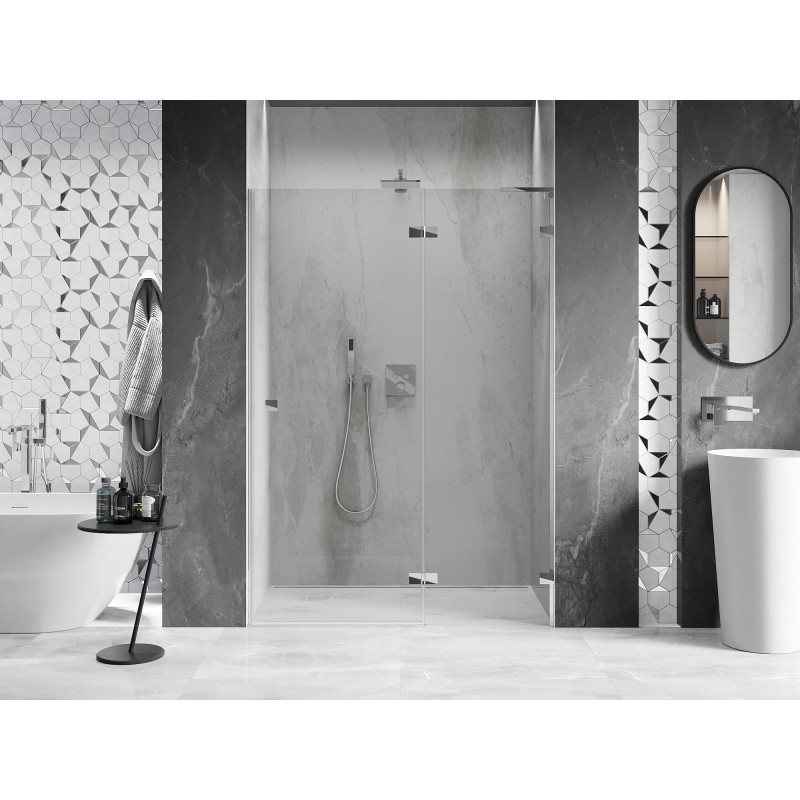 Mexen Lunar L dušiuksed, parempoolsed, 135 cm, läbipaistev, kroom - 834L-135-000-01-00-P