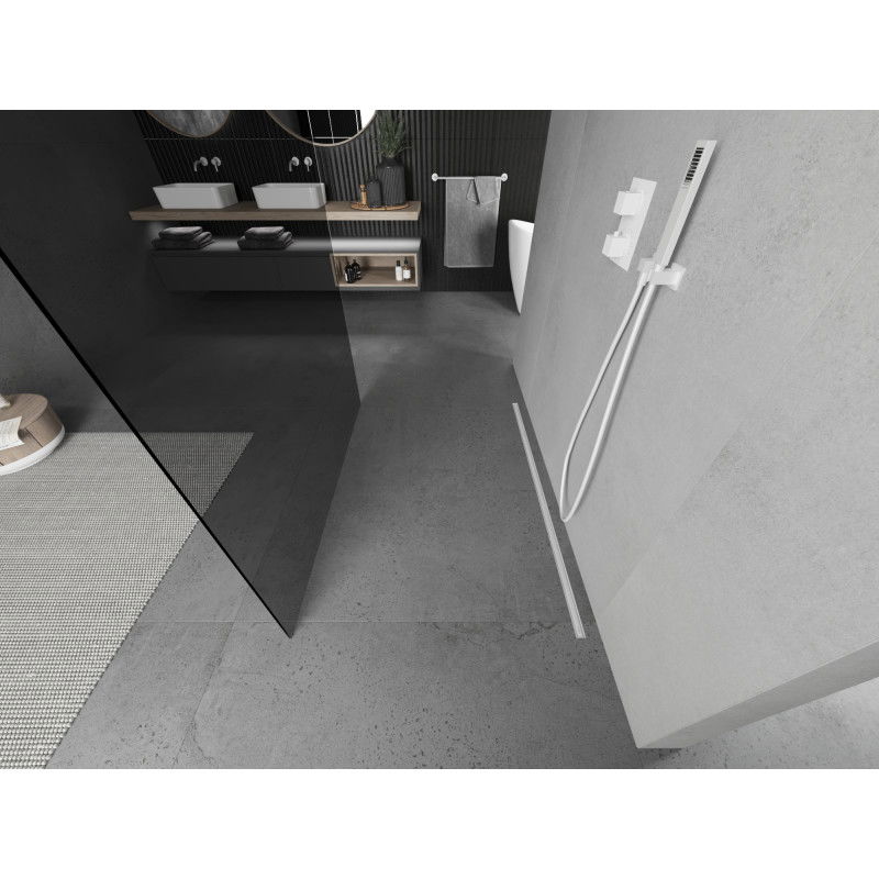 Mexen Kioto vrijstaande douchewand 120 x 200 cm, grafiet 8 mm, wit - 800-120-002-20-40