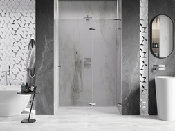 Mexen Lunar L douchedeur, scharnierend rechts 140 cm, transparant, chroom - 834L-140-000-01-00-P