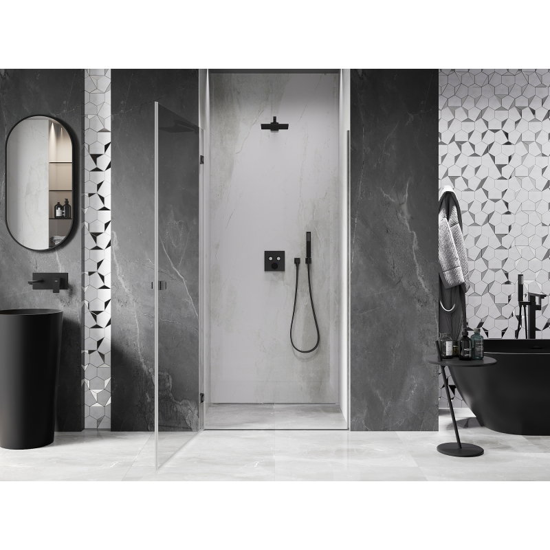 Mexen Lunar-B 70 cm Left Hinged Shower Door, Transparent, Brushed Gun Gray - 832-070-000-66-00-L
