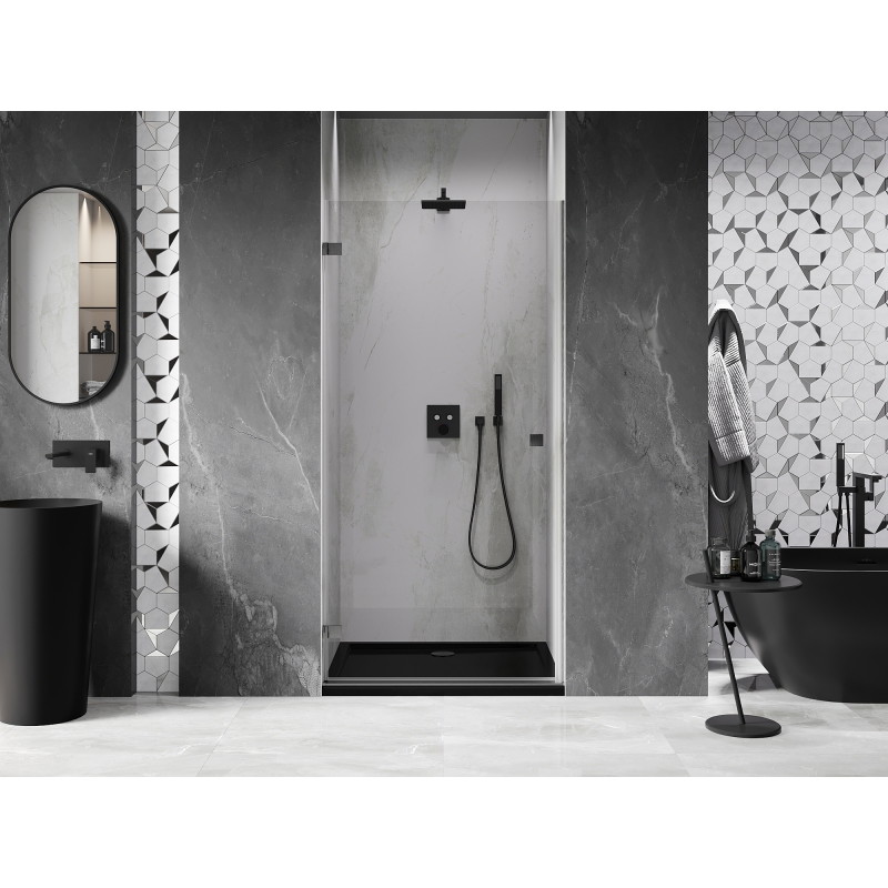 Mexen Lunar-B dušiuksed vasak 90 cm, läbipaistev, harjatud püssihall - 832-090-000-66-00-L
