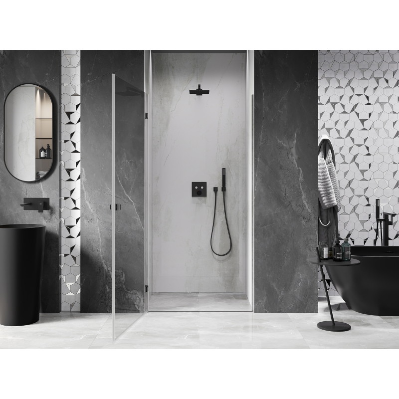 Mexen Lunar-B dušiuksed vasak 90 cm, läbipaistev, harjatud püssihall - 832-090-000-66-00-L