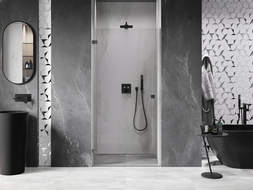 Mexen Lunar-B porte de douche pivotante gauche 95 cm, transparent, gris canon brossé - 832-095-000-66-00-L