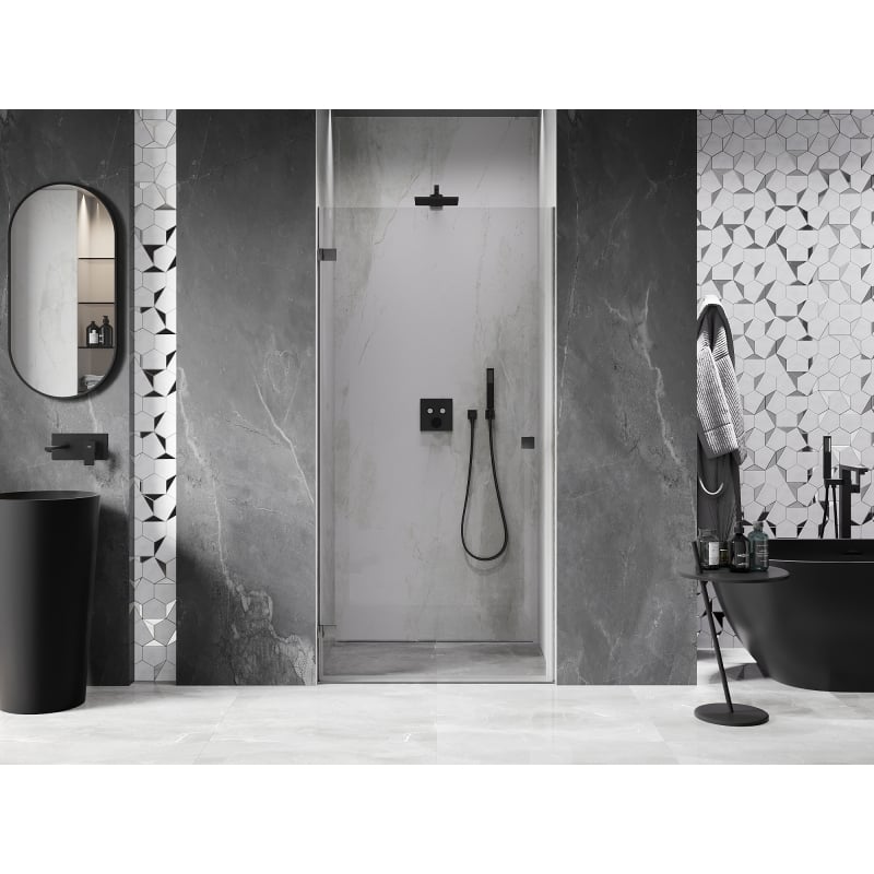Mexen Lunar-B dušiuksed vasakule avatavad 100 cm, läbipaistev, reljeefne hall harjatud - 832-100-000-66-00-L
