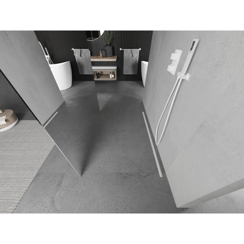 Mexen Kioto fristående duschvägg 110 x 200 cm, spegel 8 mm, vit - 800-110-002-20-50