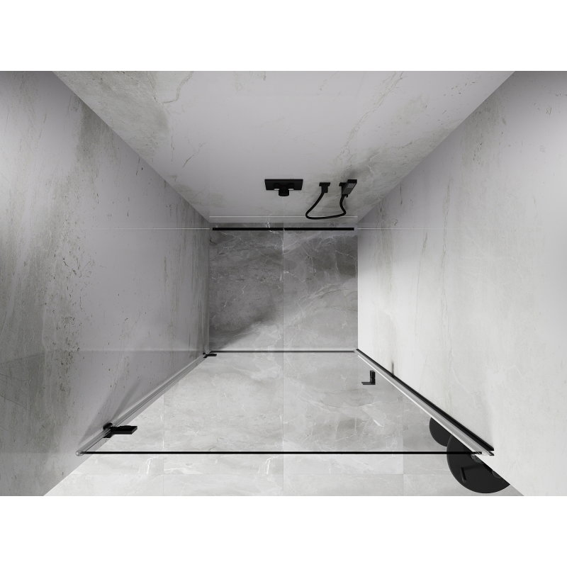 Mexen Lunar-B leva 90 cm nihajna tuš vrata, prosojna, črna - 832-090-000-70-00-L