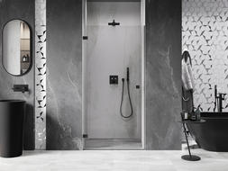 Mexen Lunar-B douchedeur links scharnierend 100 cm, transparant, zwart - 832-100-000-70-00-L