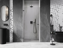 Mexen Lunar-B douchedeur scharnierend links 70 cm, transparant, kanonmetaal - 832-070-000-95-00-L
