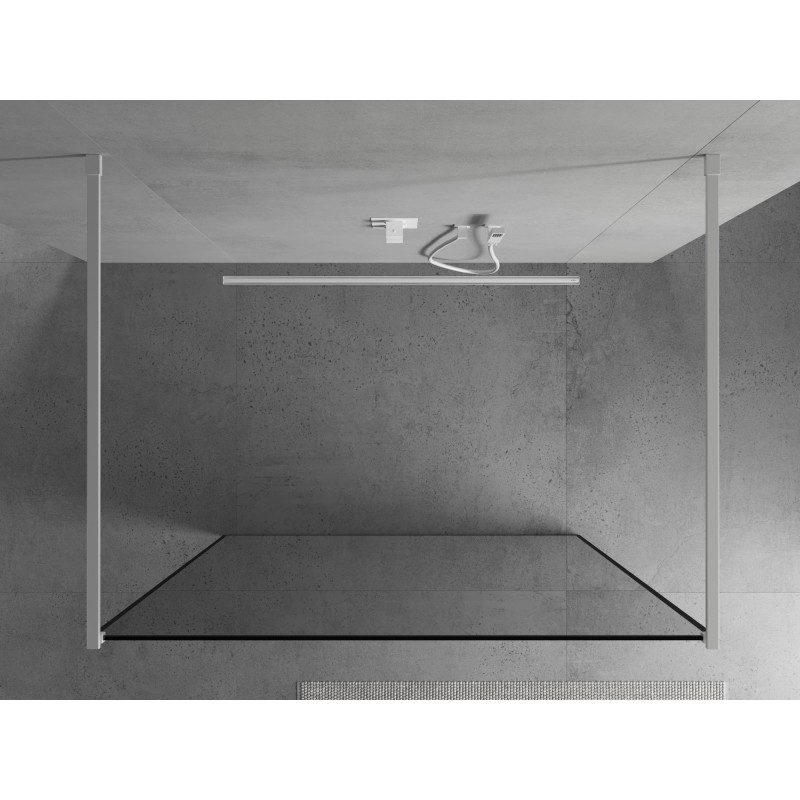 Mexen Kioto vabalt seisev dušisein 140 x 200 cm, must raam 8 mm, valge - 800-140-002-20-70