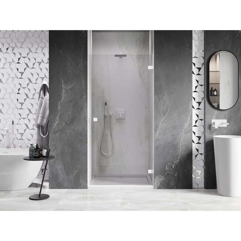 Mexen Lunar-B portes de douche pivotantes droites 90 cm, transparentes, blanc - 832-090-000-20-00-P