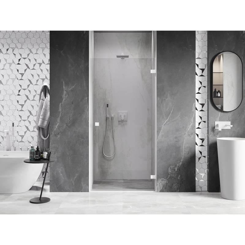 Mexen Lunar-B dušiuksed, paremale avanevad, 95 cm, läbipaistev, valge - 832-095-000-20-00-P