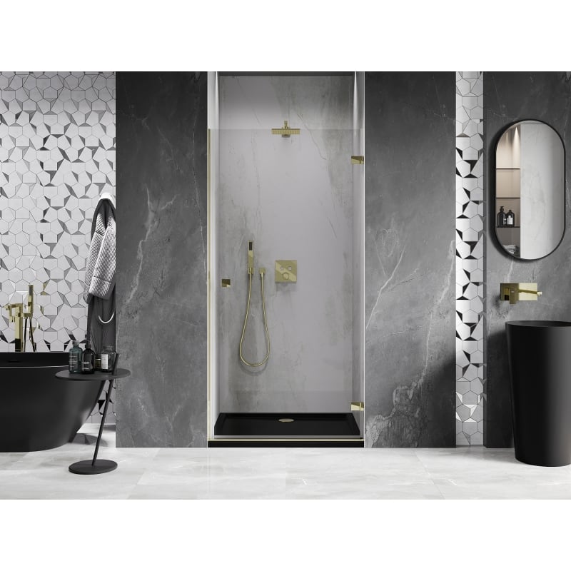 Mexen Lunar-B porte de douche pivotante droite 90 cm, transparent, doré - 832-090-000-50-00-P