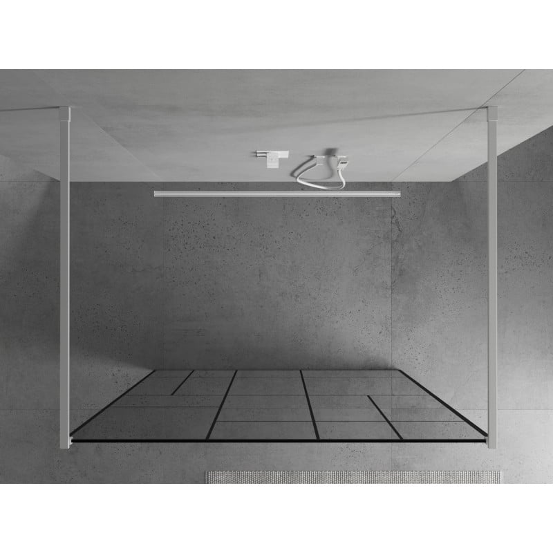 Mexen Kioto paroi de douche autoportante 120 x 200 cm, motif noir 8 mm, blanc - 800-120-002-20-78