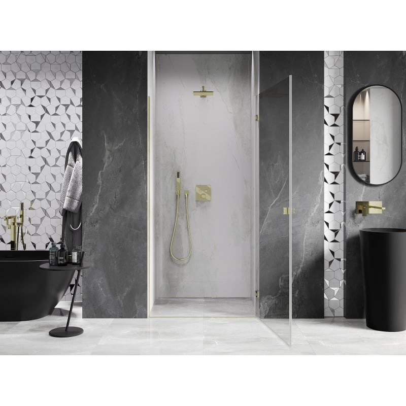 Mexen Lunar-B draaideur douche rechts 80 cm, transparant, goud geborsteld - 832-080-000-55-00-P
