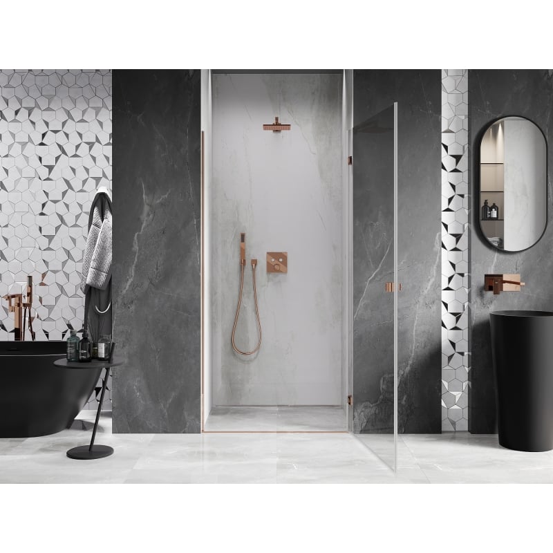 Mexen Lunar-B parema horisontaalne duššiuks 75 cm, läbipaistev, roosa kuld - 832-075-000-60-00-P