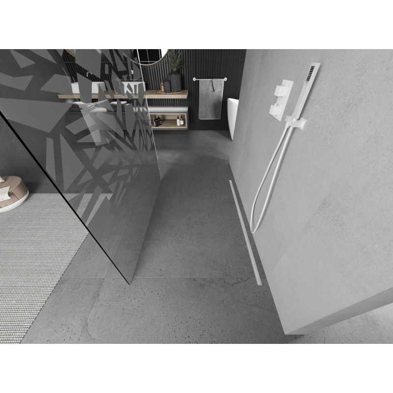 Mexen Kioto mampara de ducha independiente 100 x 200 cm, diseño blanco 8 mm, blanca - 800-100-002-20-85