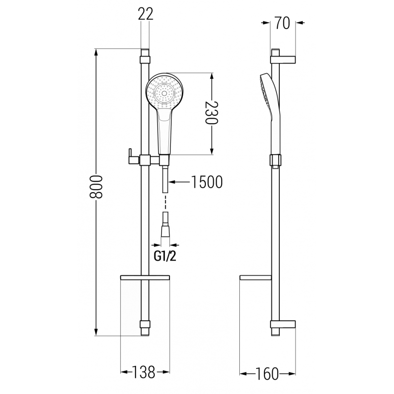 Mexen DQ05 conjunto de ducha deslizante, cromado - 785054581-00