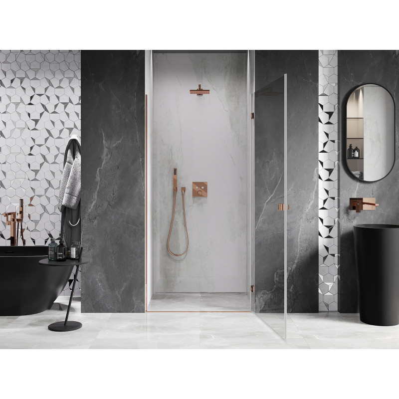 Mexen Lunar-B parema poolne duššiukse, 95 cm, läbipaistev, roosa kuld - 832-095-000-60-00-P