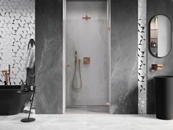 Mexen Lunar-B draaideur douchedeur rechts 70 cm, transparant, geborsteld koper - 832-070-000-65-00-P
