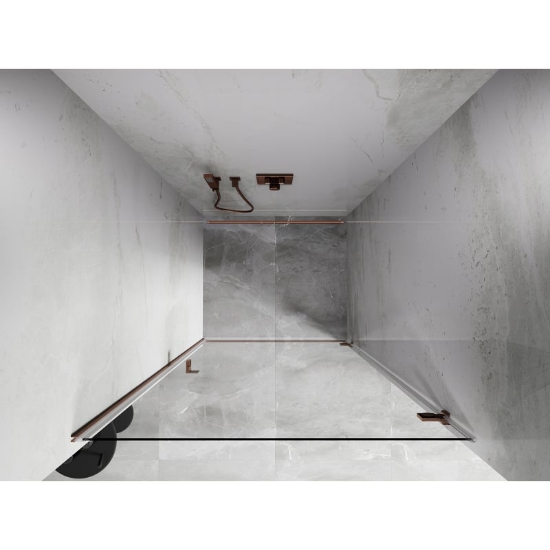 Mexen Lunar-B right hinged shower door 75 cm, transparent, brushed copper - 832-075-000-65-00-P
