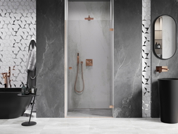 Mexen Lunar-B porte de douche pivotante droite 90 cm, transparent, cuivre brossé - 832-090-000-65-00-P