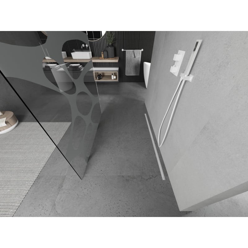 Mexen Kioto vrijstaande douchewand 110 x 200 cm, witte golf 8 mm, wit - 800-110-002-20-97