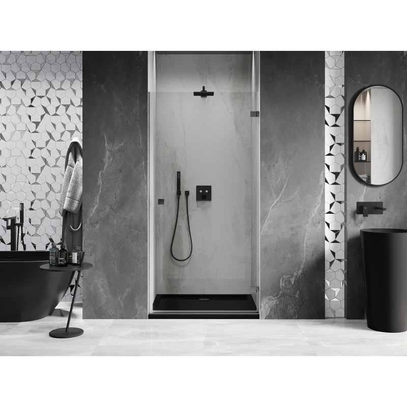 Mexen Lunar-B dušiuks tõstuksed parempoolsed 70 cm, läbipaistev, harjatud relv-hall - 832-070-000-66-00-P