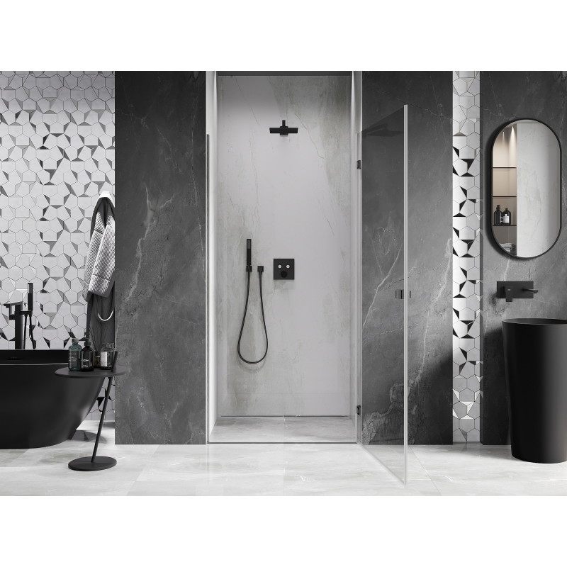 Mexen Lunar-B dušiuks tõstuksed parempoolsed 70 cm, läbipaistev, harjatud relv-hall - 832-070-000-66-00-P