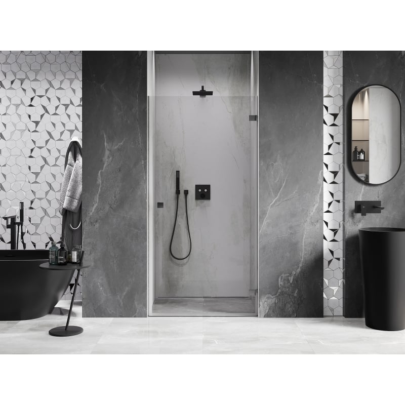 Mexen Lunar-B 90 cm Right Swing Shower Door, Transparent, Brushed Gun Gray - 832-090-000-66-00-P