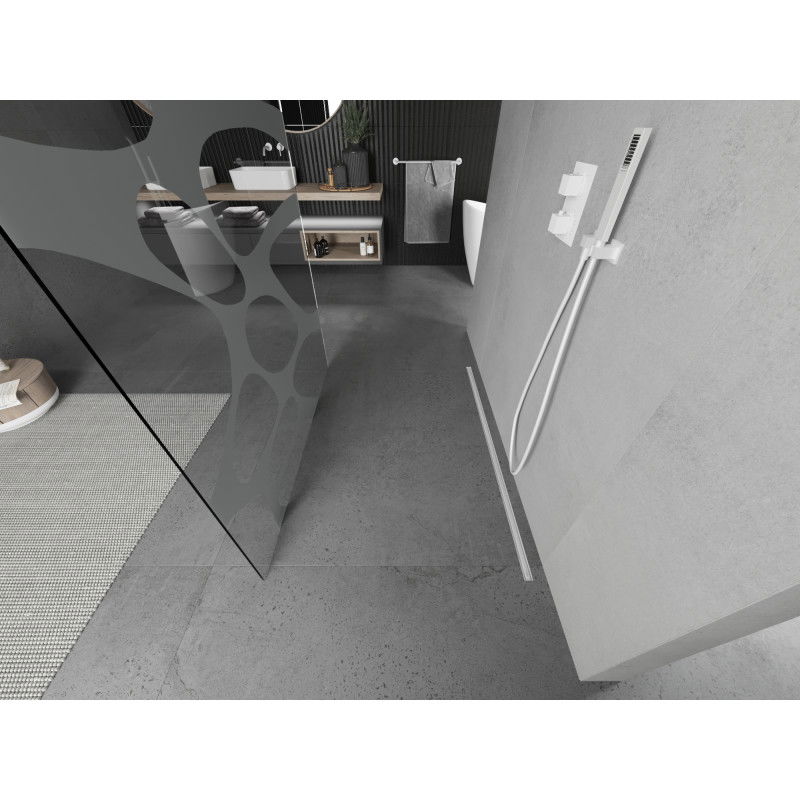 Mexen Kioto prostostoječa tuš stena 140 x 200 cm, bela val 8 mm, bela - 800-140-002-20-97