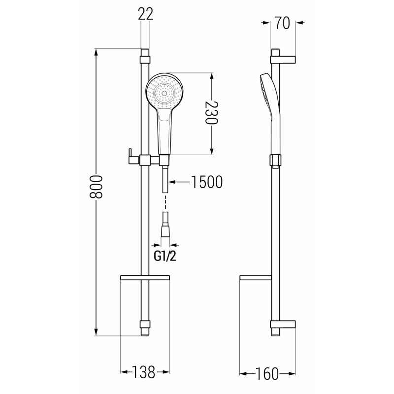 Mexen DQ05 adjustable shower set, gold - 785054581-50