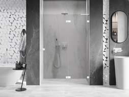 Mexen Lunar L desna preklopna tuš vrata 135 cm, prozirna, bijela - 834L-135-000-20-00-P