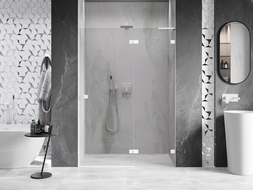 Mexen Lunar L porte de douche pivotante droite 140 cm, transparent, blanc - 834L-140-000-20-00-P