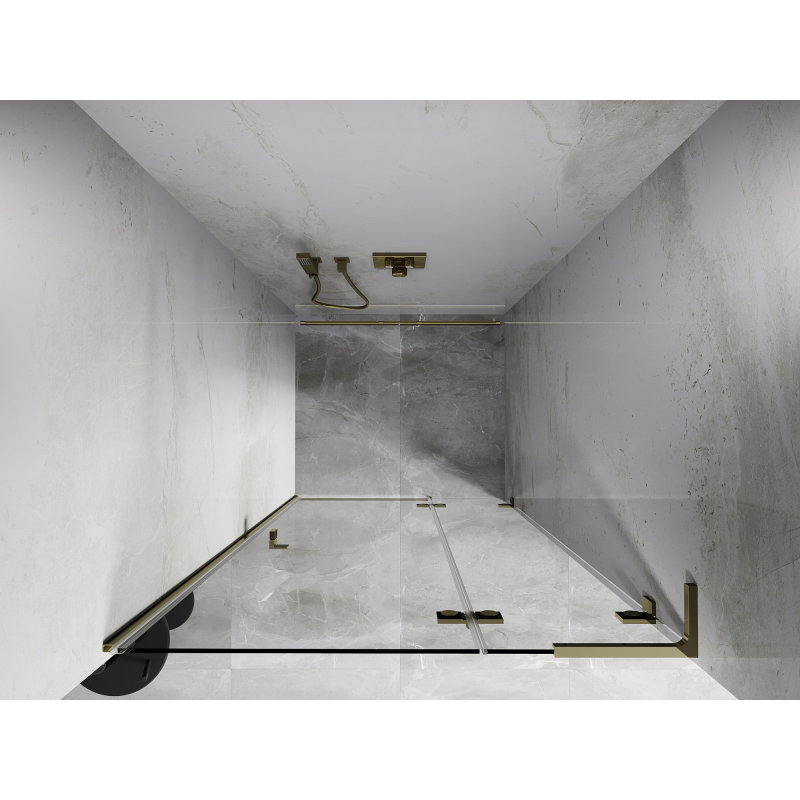 Mexen Lunar L δεξιά ανοιγόμενη πόρτα ντους 75 cm, διάφανο, χρυσό - 834L-075-000-50-00-P