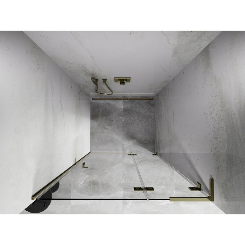 Mexen Lunar L douchedeur rechts scharnierend 85 cm, transparant, goud - 834L-085-000-50-00-P